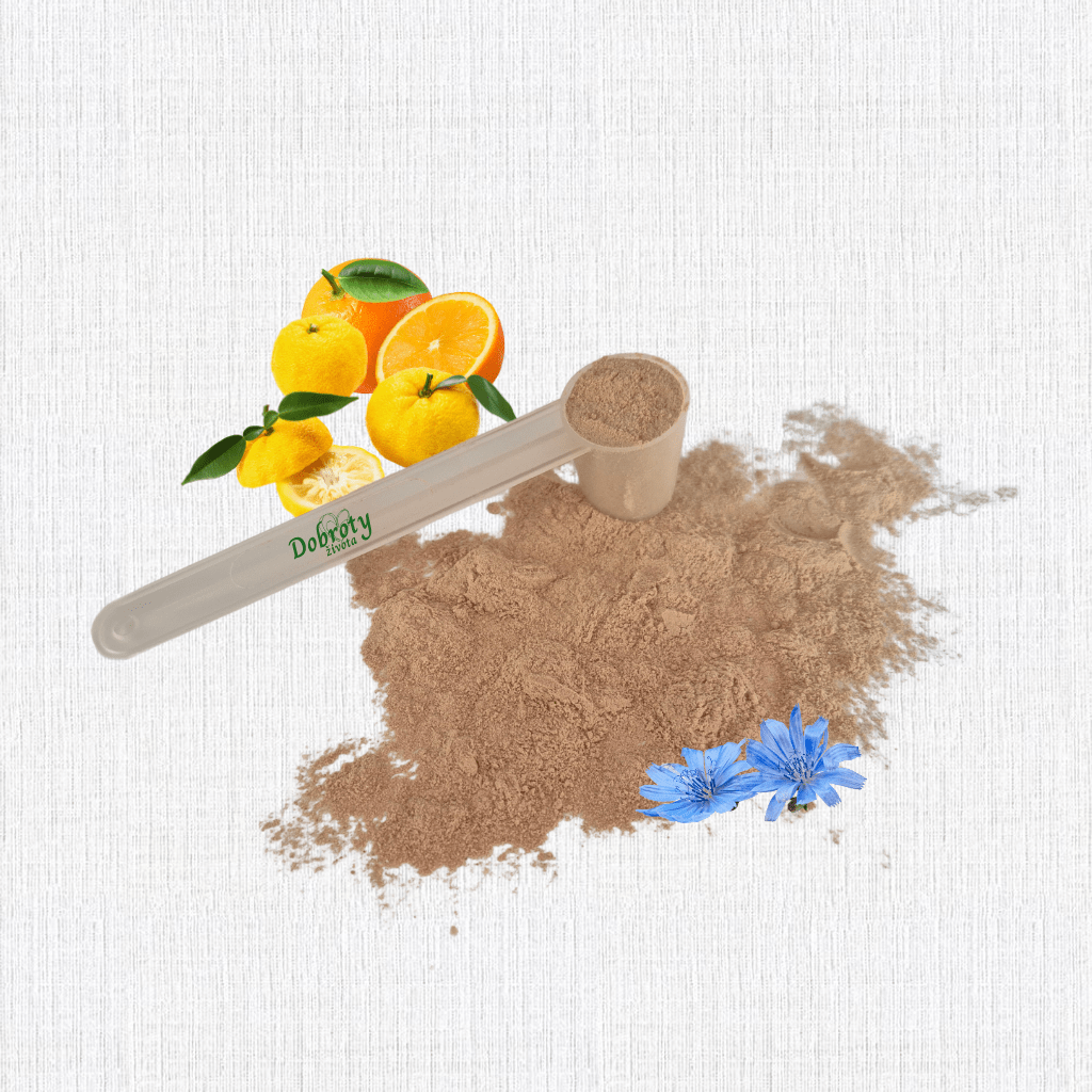 Vlákninová směs Serena v prášku s odměrkou a přírodními surovinami