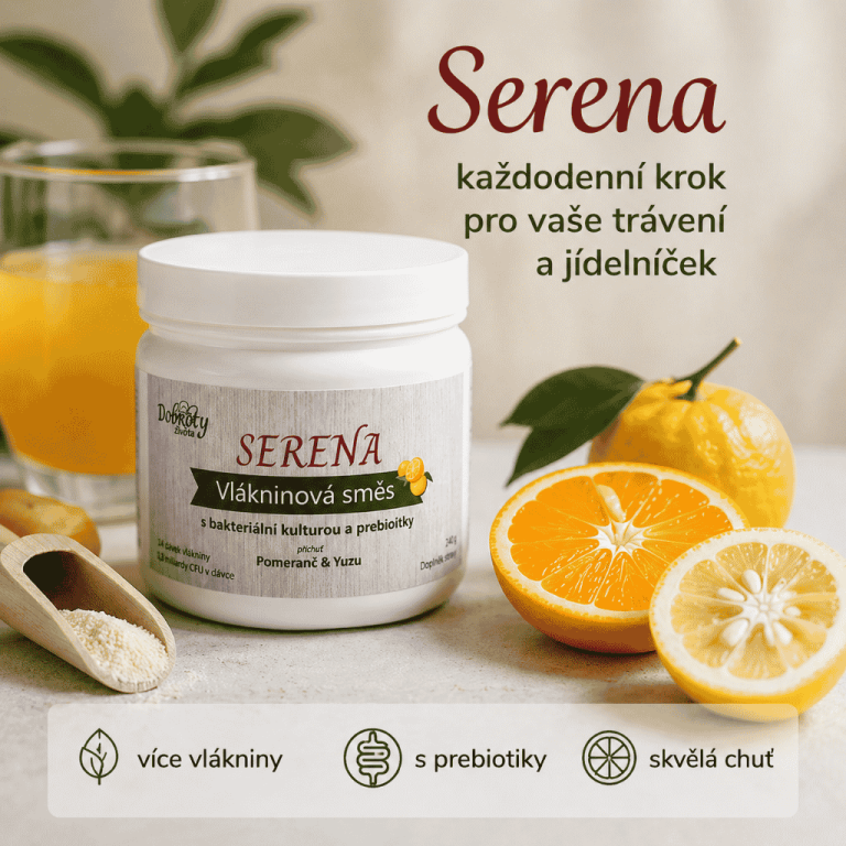 Vlákninová směs SERENA s pomerančem, yuzu a nápojem pro každodenní doplnění vlákniny
