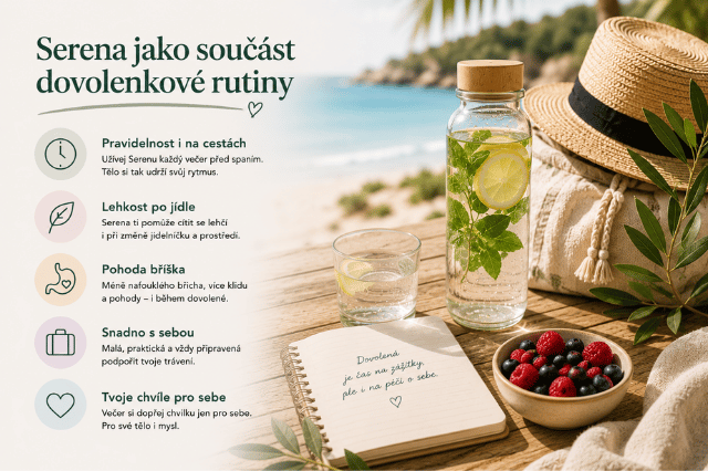 Produkt Serena jako součást každodenní rutiny na dovolené