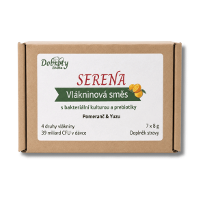 Serena vlákninová směs s bakteriální kulturou a prebiotiky – cestovní balení 7 × 8 g, příchuť Pomeranč & Yuzu